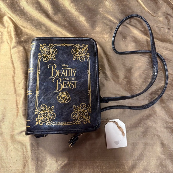 Disney Handbags - Disney Beauty and the Beast black gold book bag crossbody